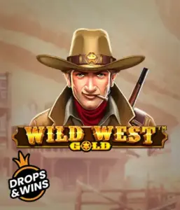  Meet the daring sheriff of "Wild West Gold," a popular slot game by Pragmatic Play. The graphic depicts a determined sheriff with a golden star badge, set against a dusty Old West town backdrop. The game's title is boldly featured in a stylized font, complementing the Wild West adventure theme. 