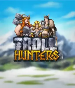 Step into the world of "Troll Hunters," where bold Viking warriors are poised to confront their foes. The logo displays a male and female Viking, dressed for battle, overlooking a frosty mountainous backdrop. They radiate strength and courage, reflecting the core of the game's adventurous theme.